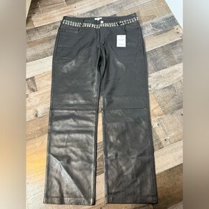 Miaou Josephina Leather Pants Lamb Nappa Grommet Low Rise Straight Leg NWT Large